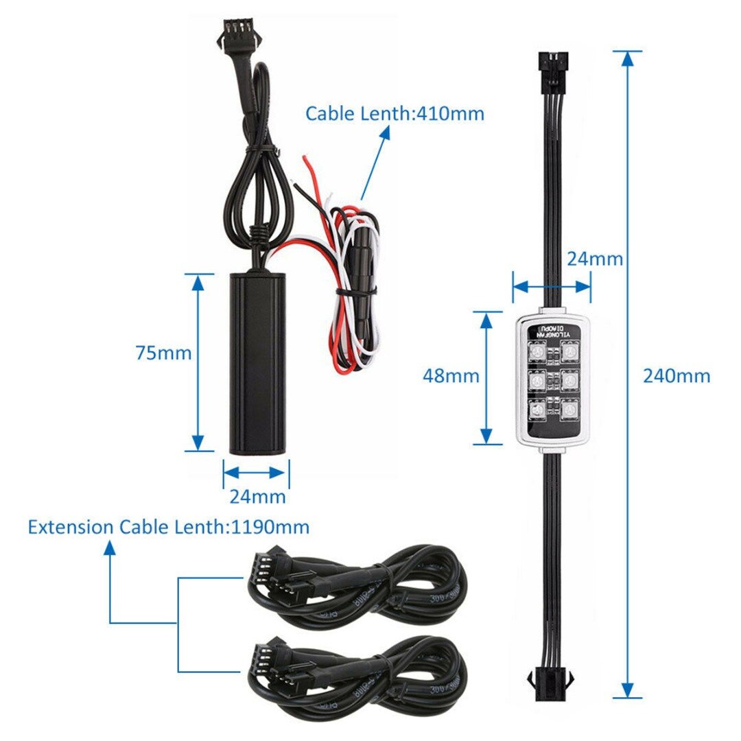 1 ensemble 12 pièces Moto lumière LED RGB néon Scooter accessoires sans fil à distance étanche Moto atmosphère bande lumineuse Kit de lampe