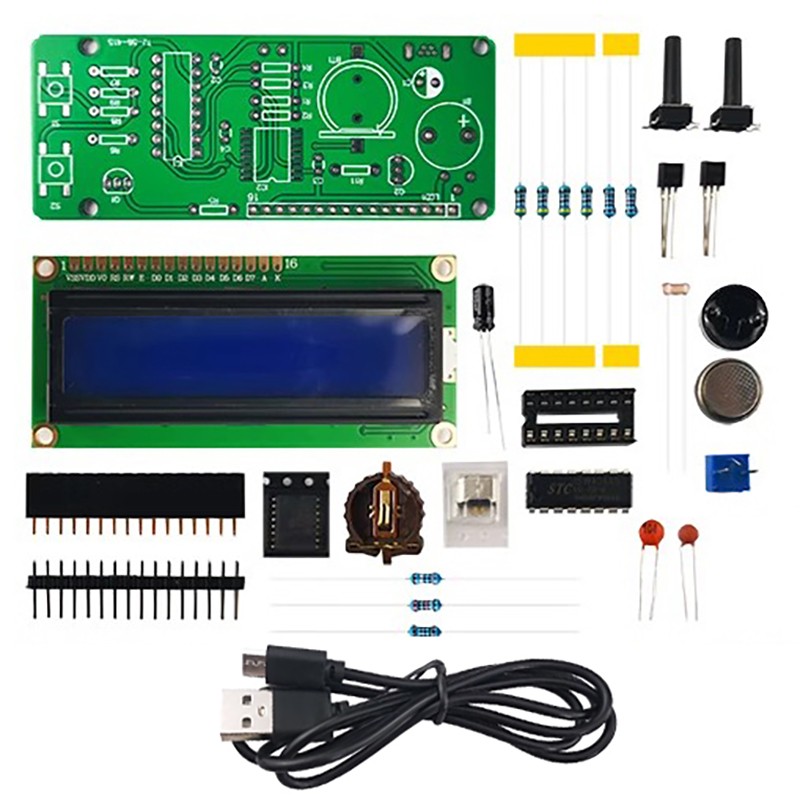 Kit de calendrier perpétuel LCD DS3231, réveil, affichage de la température, bricolage, pratique du soudage électronique, pièces amples: Orange