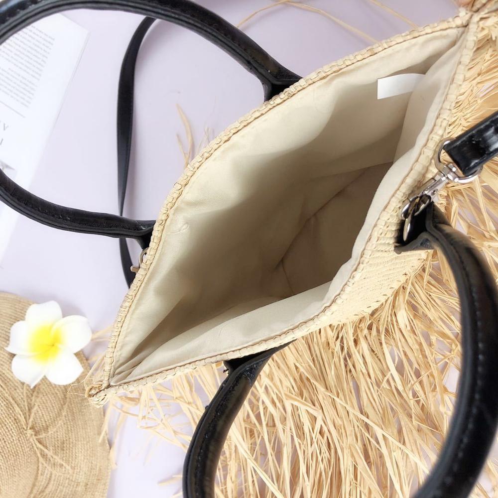 Tassel Straw Bags Women Rattan Weave Handbags Luxury Handmade Paper Shoulder Crossbody Bags Summer Beach Purses