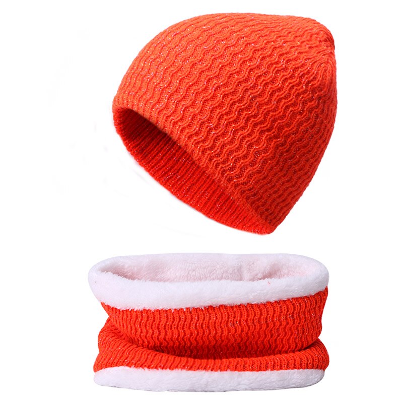 Todelt tørklæde og hue kvinder hue hue strikket kalot efterår vinter varme casual hatte unisex hold elastiske hatte udendørs: E