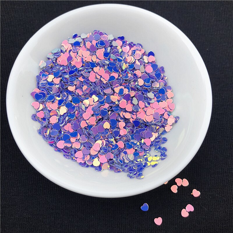 10 G/pak Paarse Kleur Glitter Nail Pailletten Pailetten Multi Maat 3Mm 4Mm 6Mm Hart Vorm Losse Sequin voor Nail Art, meisje