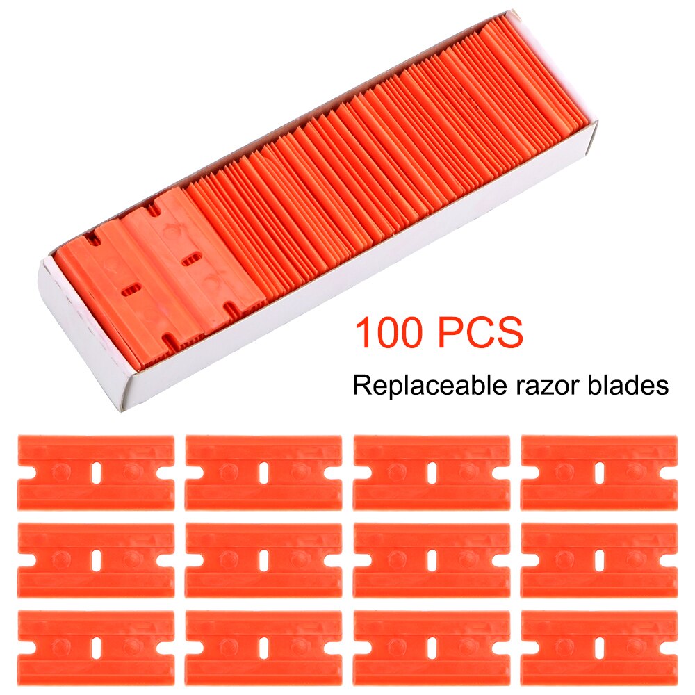 100 Pcs Double Edged Plastic Razor Blade Car Wrap Sticker Squeegee Label Clean Razor Glue Remover Window Glass Clean Scraper