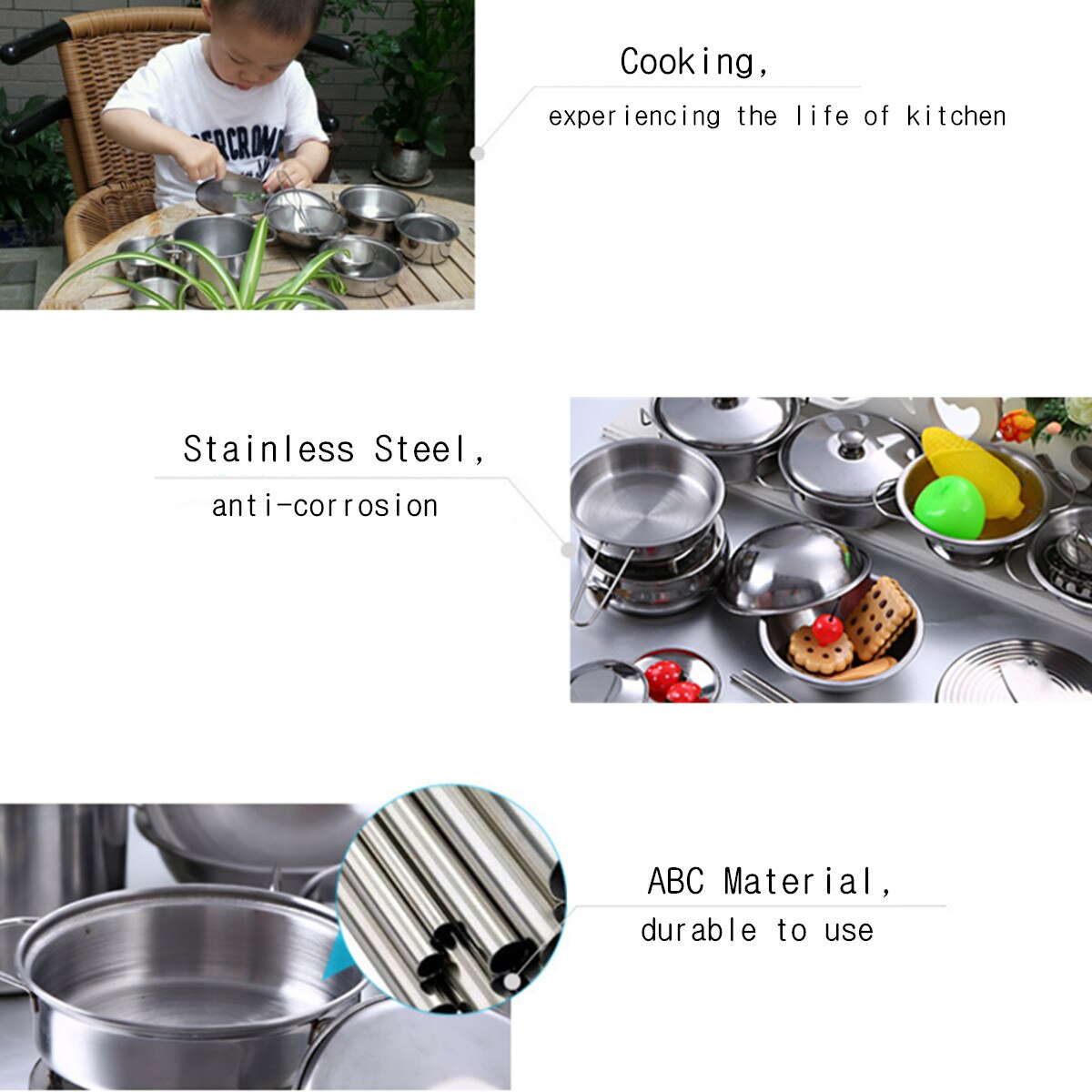 20PCS Gladde Roestvrijstalen Keuken Speelgoed Rvs Mini Speelhuis Keuken Model Kookgerei Kinderen Speelgoed Kinderen