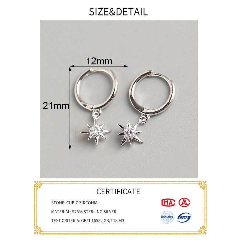 INZATT réel 925 en argent Sterling Zircon étoile boucles d'oreilles pour la femme fête minimaliste bijoux fins accessoires minimalistes