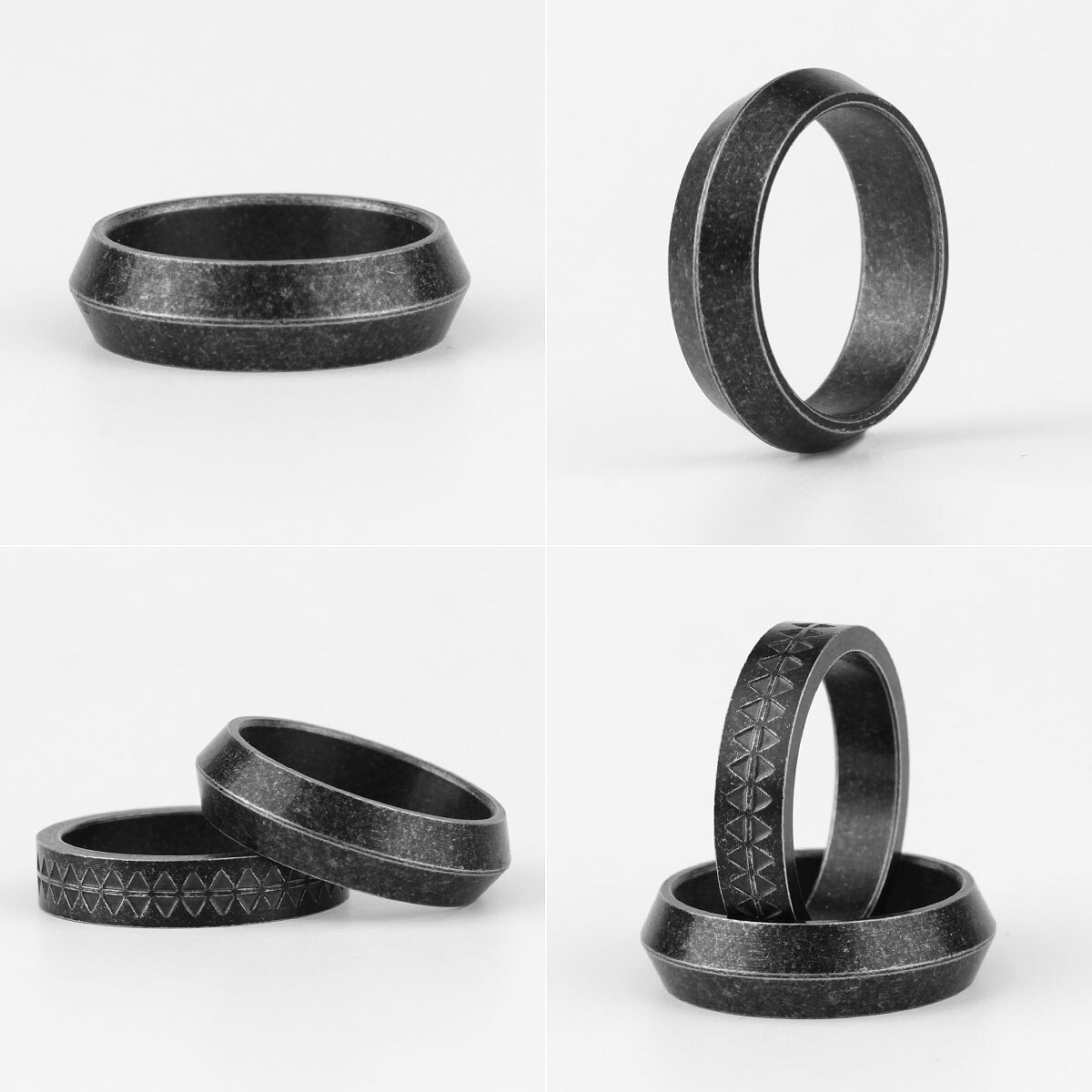 Retro gammal svart triangel rostfritt stål mens ringar cool enkelt för parälskare manliga biker smycken kreativitet