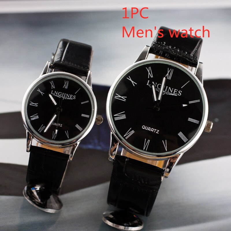 1 Pcs Stylish Waterproof Couple Quartz Watch Leather Strap Sports Watch Convenient Couple Watch With box: 03