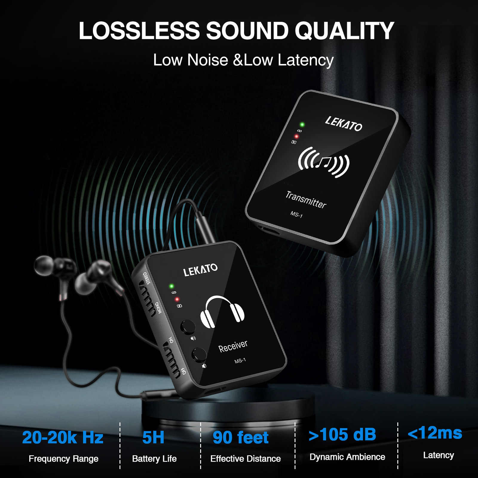 LEKATO M-VAVE M8 WP-10 2,4G auriculares inalámbricos Monitor Cuvave transmisor receptor sistema soporte estéreo Mono