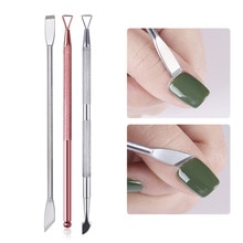 1Pc Hoofd UV Gel Polish Remover Stok Staaf Rvs Nail Cuticle Lak Pusher Nail Art Cleaner Care Tool