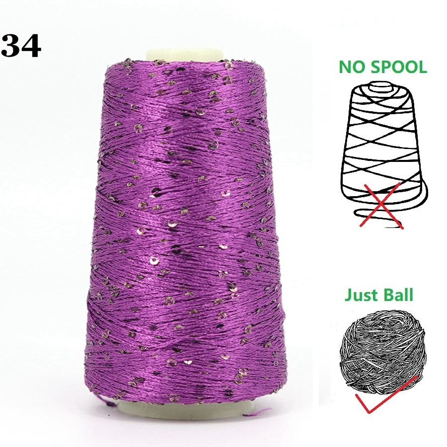 29 Color 50g/Ball /140M Sequins Cotton Yarn 6mm+3mm Special Glitter Match Thread DIY Accessories Rag Doll Knitting Lanas Crochet: CORAL RED