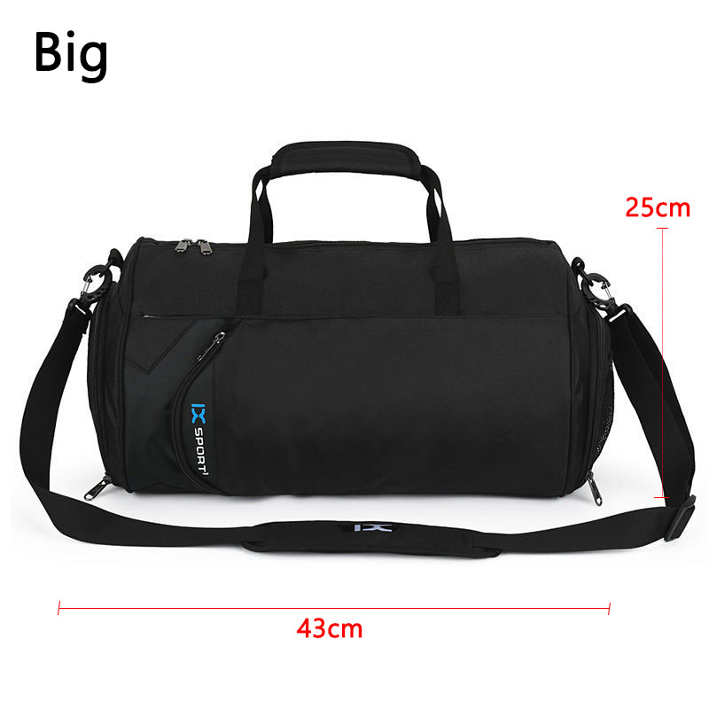 IX-bolsa de gimnasio grande para hombre, bolsas de Fitness, entrenamiento seco y húmedo, Yoga, zapatos, bolsos de hombro de viaje, bolsa de natación multifunción para entrenamiento: Color negro