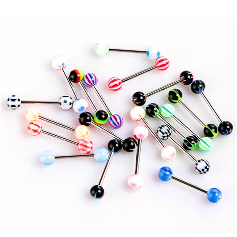 20/50/100 Stks/partij Gemengde Kleuren Mode Tong Tounge Ringen Bars Barbell Tong Piercing Lichaam Sieraden Accessoires