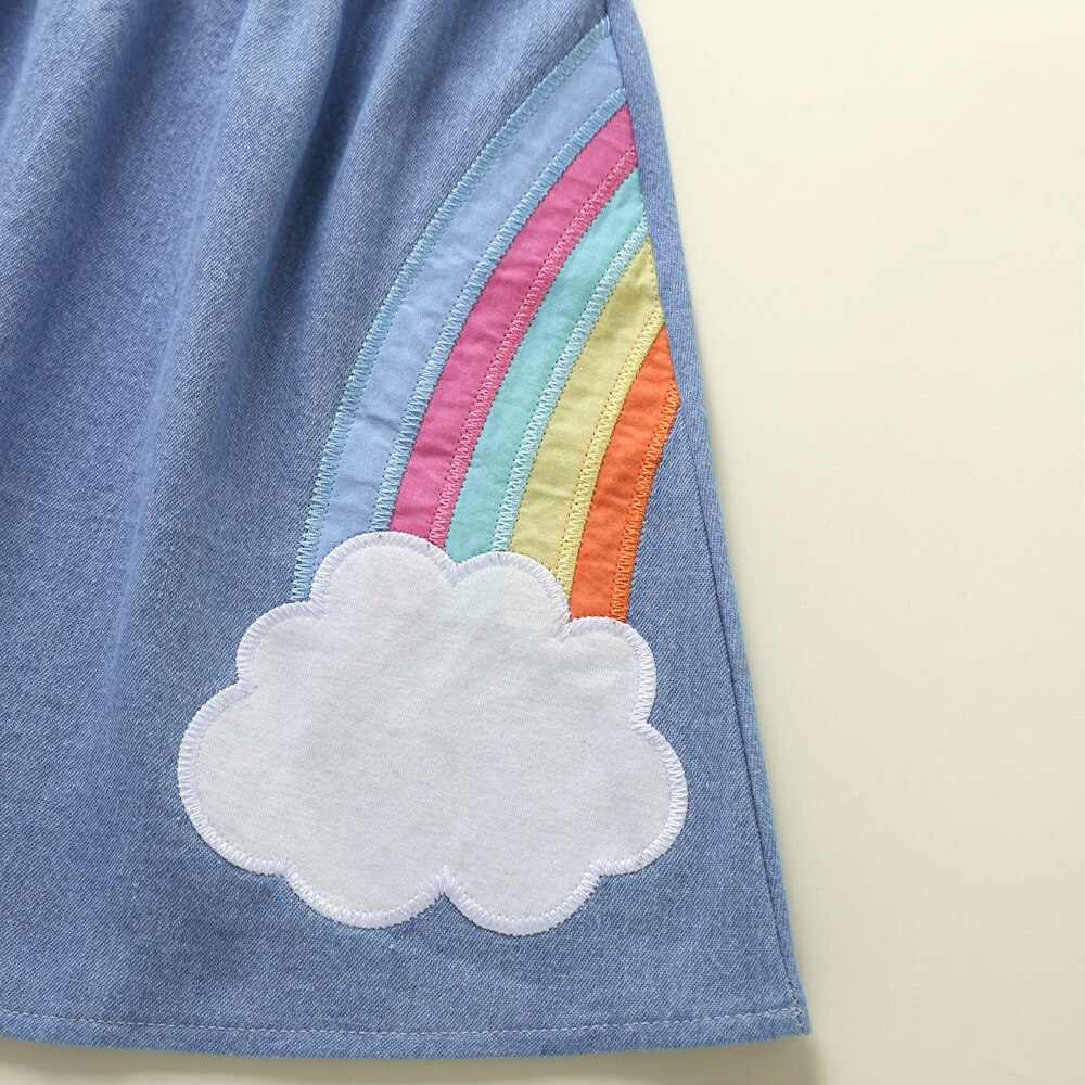 Baby Meisjes Kleding Eenhoorn Regenboog Gedrukt Denim Rok Voor Meisjes Kinderkleding Kids Peuter Uitloper Tutu Rokken Peuter