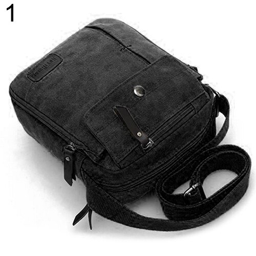 Sanwood trendy skuldertaske taske lærred rygsæk multifunktionel udendørs messager taske berømte mærke crossbody tasker: Sort