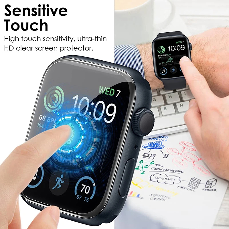 9D gebogenes weiches gehärtetes Glas für Apfel Uhr Ultra 9 8 7 Displayschutzfolie für iWatch Serie 49 mm 45 mm 41 mm 44 mm 40 mm 42 mm 38 mm