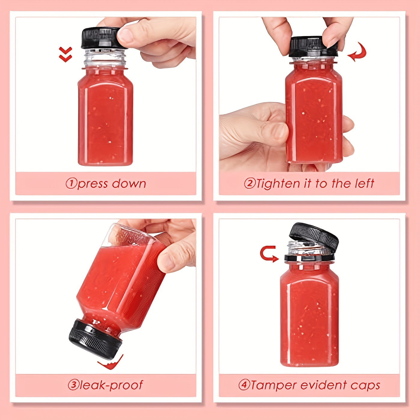 10-- 150ml-500ml lækagesikre, gennemsigtige plastikflasker til juice - perfekte til juice, smoothies, mælk og hjemmelavede drikkevarer - genanvendelige bulkbeholdere