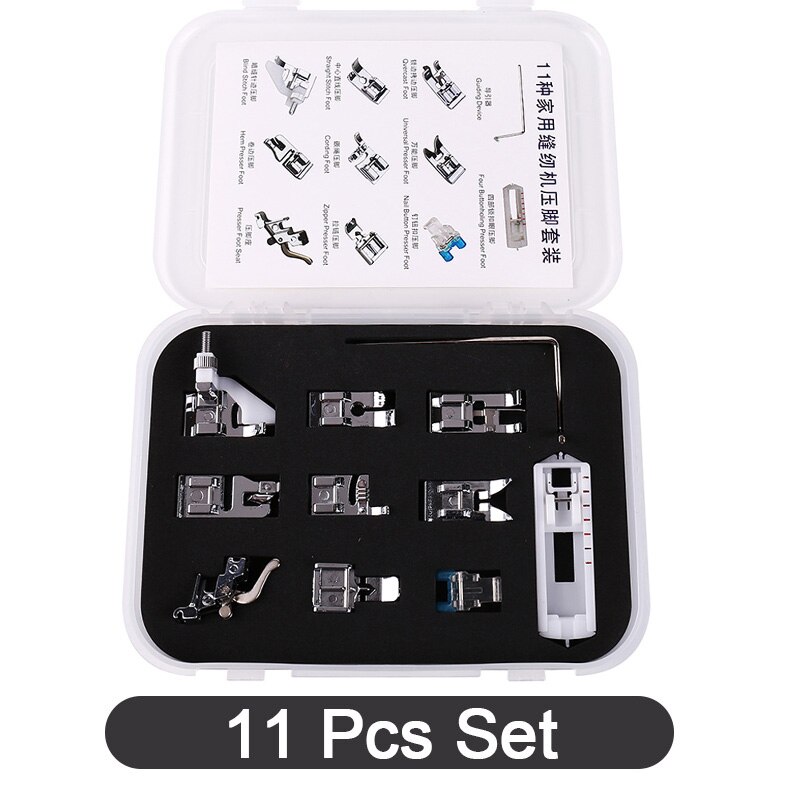 11 Pcs/Set Home Sewing Machine Accessories Presser Foot Leather Pads Blind Stitch Catcher Applique Universal Foot Zipper Sewing: light green