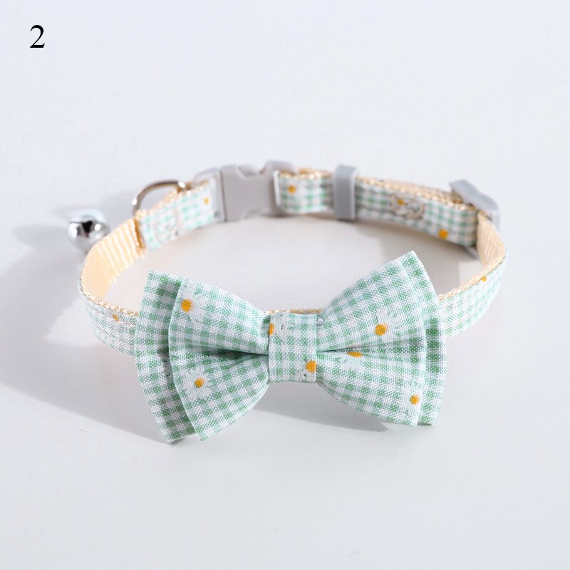 Collar de gato con lazo a cuadros para perros, Lazo de algodón con campana, Collar de gatito con hebilla de seguridad, corbata de cuello ajustable, accesorios para gatos: A2