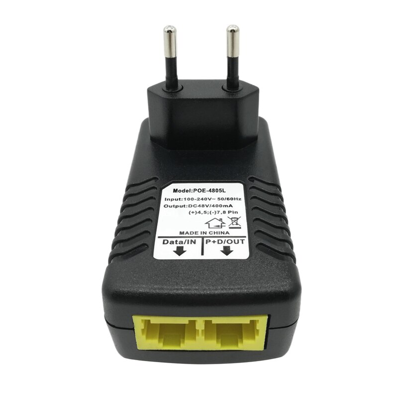 Passiv poe 4805 48v 0.5a europeisk standard støpsel-i poe injektor strøm over ethernet(eu plugg)
