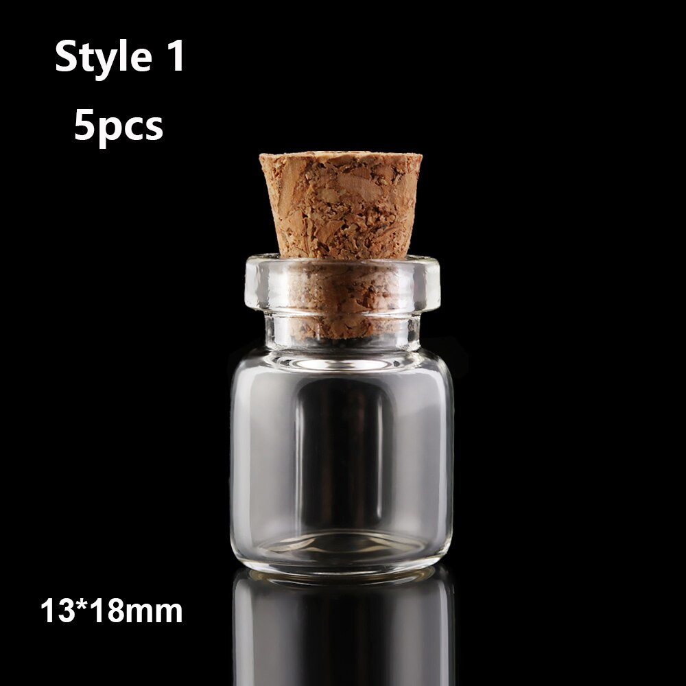 5 Stuks Mini Glazen Kurk Flessen Lege Sample Potjes Willen Fles Diy Hangers Kurk Opslag Flacon Bruiloft Woondecoratie: Style 1