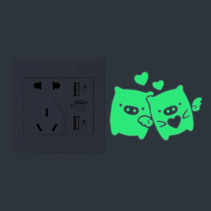 Cartoon Green Fluorescent Toilet Switch Sticker Night Light Wall Sticker Home Decoration Children's Room Sticker: 11