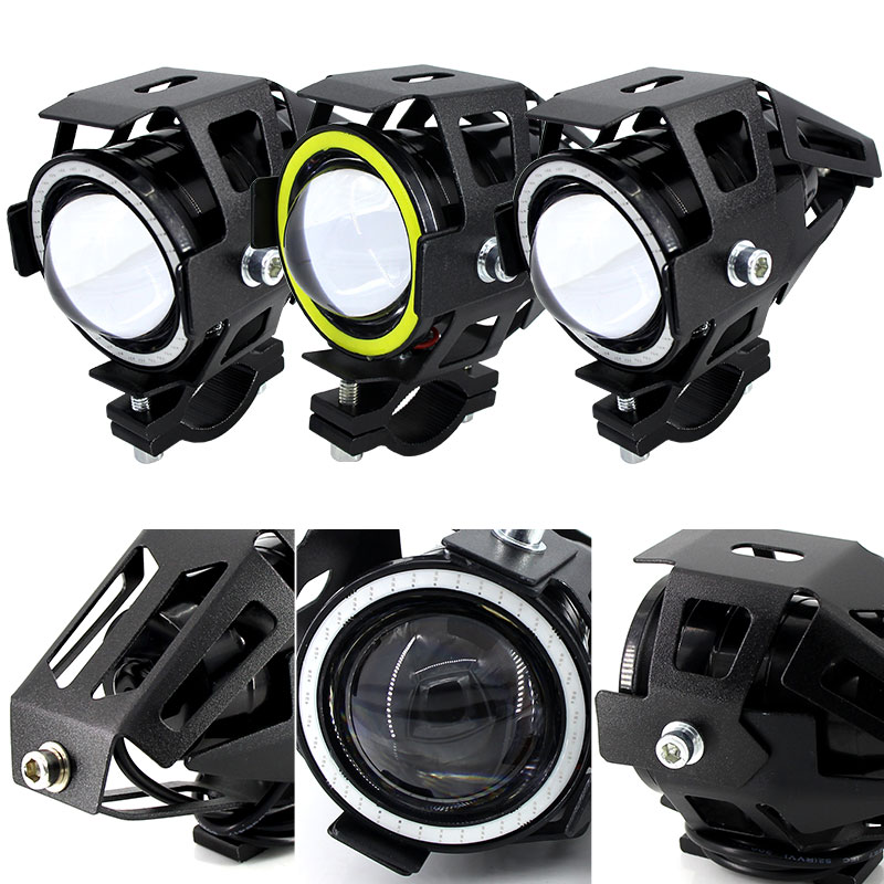 Faro para motocicleta de 125W, lámpara decorativa para moto, foco delantero de luz LED U7, antiniebla, 125W, 3000LM, 2 unidades