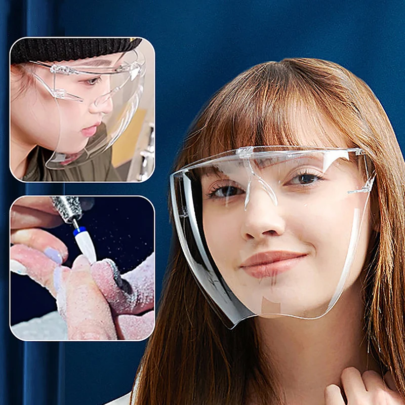 Máscara protectora antivaho y salpicaduras transparente de alta definición de cara completa, gafas de alta transparencia, herramientas para uñas