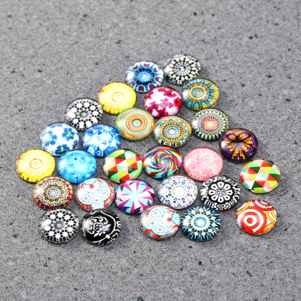 200pcs 12mm Mixed Round Mosaic Tiles for Crafts Glass Mosaic Supplies for Jewelry Making