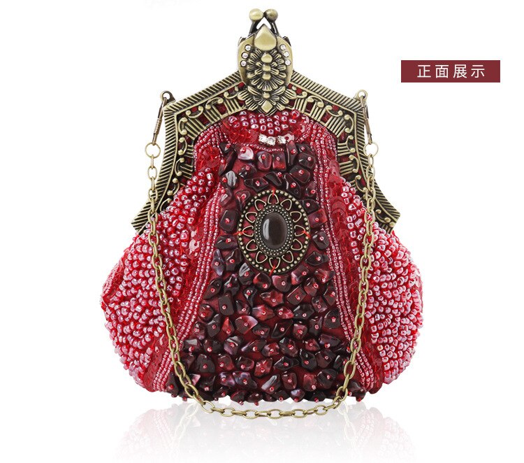 Borduren Kralen Vrouwen Avond Party Bags Handgemaakte Vintage Clutch Vrouwelijke Telefoon Portemonnee Banket Bruiloft Bruids Jurk Handtassen: Bourgondië
