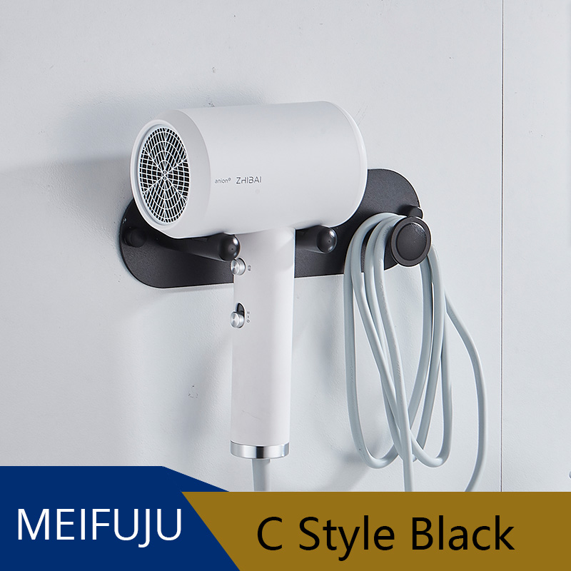 Zwart Föhn Houder Badkamer Planken Wall Mount Storgae Rack Badkamer Plank voor Dyson Supersonic föhn Houder Zilverachtige: C style  Black