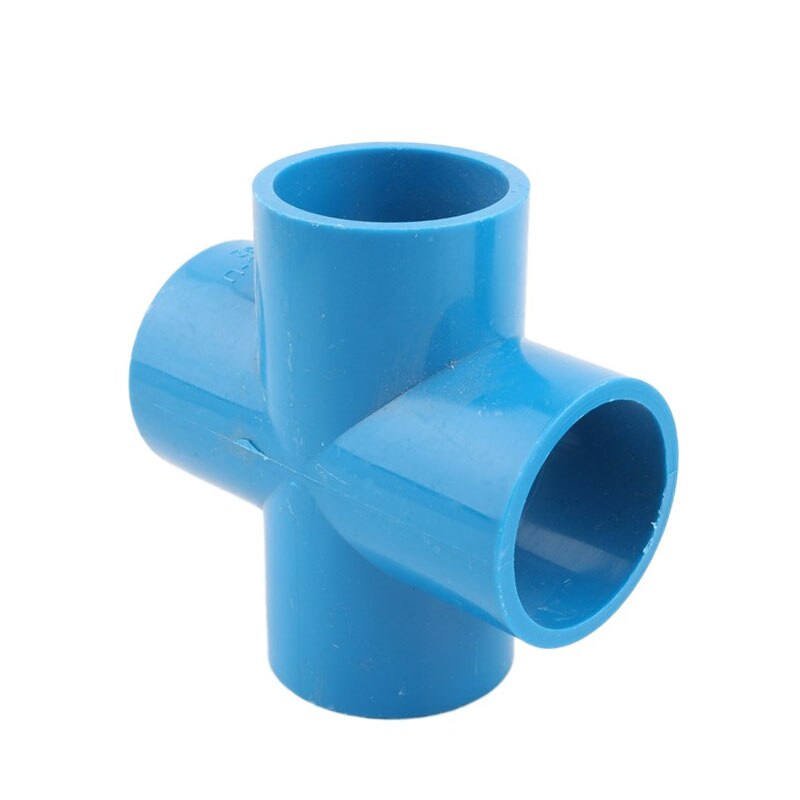 1pc 20/25/32mm/40/50mm PVC Pipe Cross Connector Garden Irrigation System Parts Water Pipe 4 Way Adapter Fish Tank Supplies: I.D 50mm / Blue