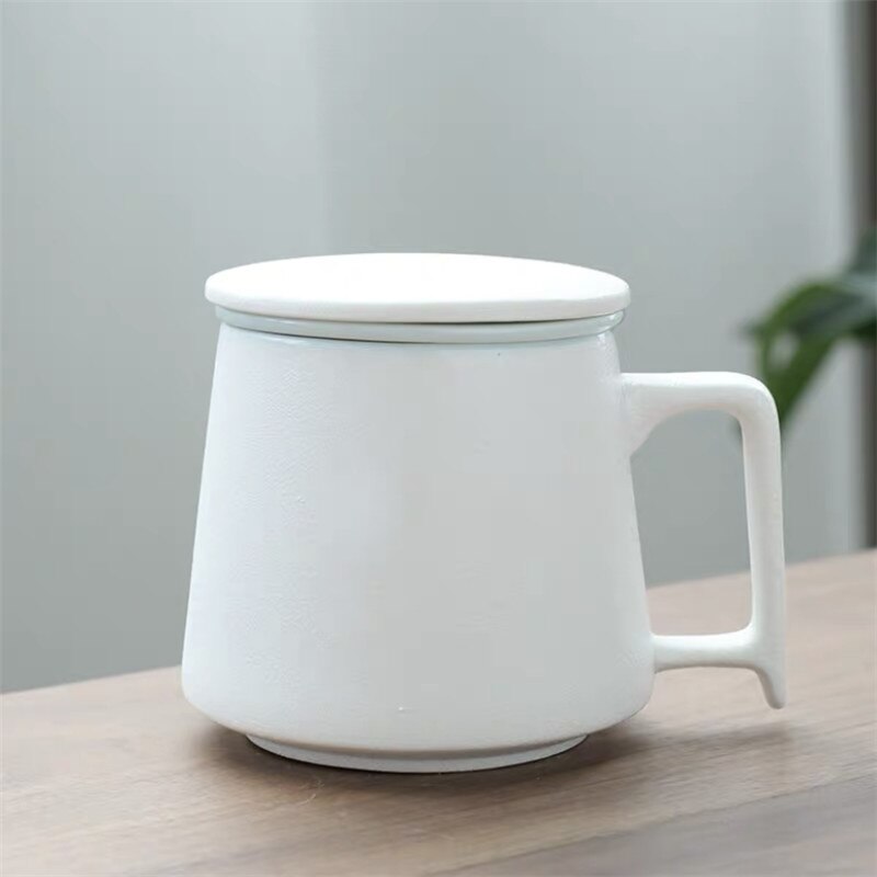 Keramisk sil te krus med låg og filter porcelæn tekop kontor vand separering kop simple hjem drinkware: D
