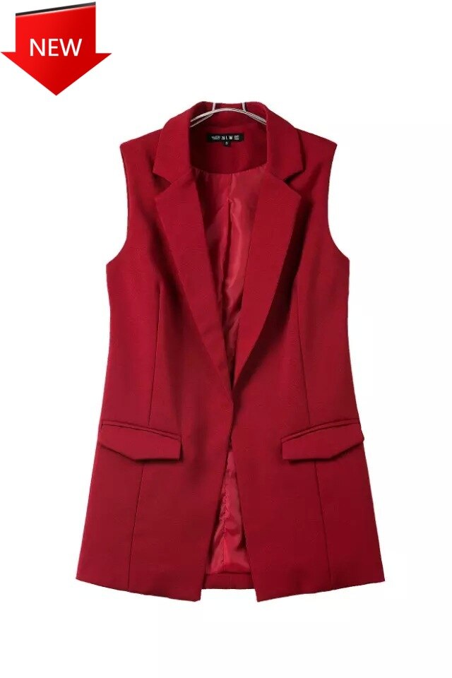 Sans bouton noir veste femmes sans manches blazer veste blanc veste décontractée nouvelle gilet femme