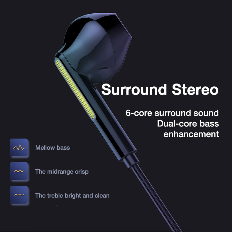Eardeco in-ear-hörlurar headset med mikrofon trådbundna hörlurar tung bas stereo mobilhörlurar öronsnäckor trådbundna speltelefonhörlurar