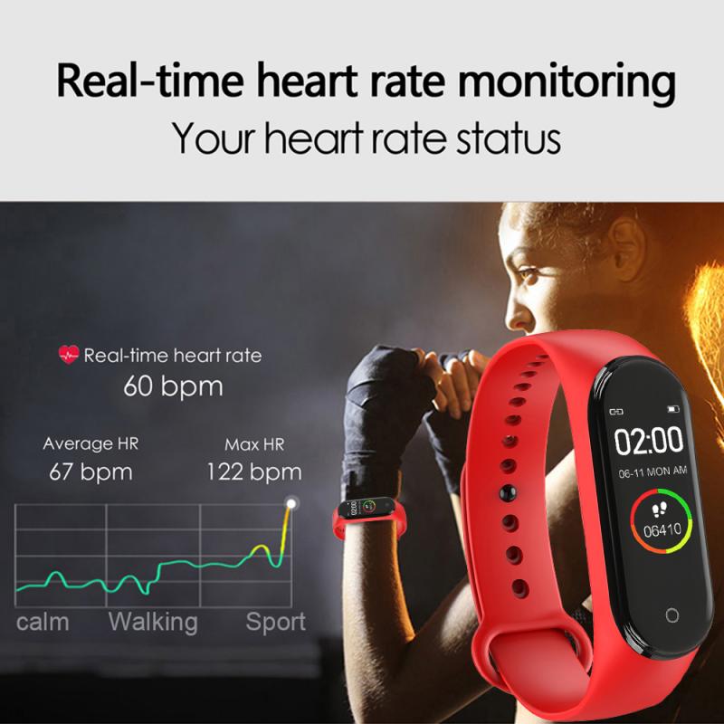 Smart Bluetooth Running Stappenteller M4 Fitness Horloge Plus Bloeddrukmeter Hartslag Fitness Tracker Armband Stappenteller