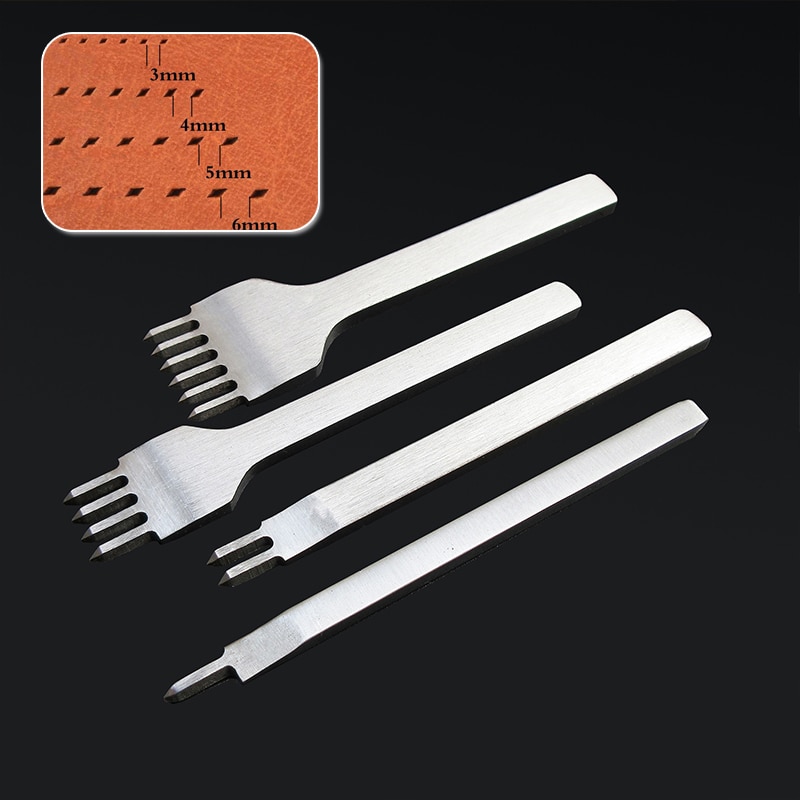 3mm/4mm/5mm/6mm Spacing Punch Tool 1/2/4/6 Prong For Leather Hole Punches Tool DIY Leather Craft Tools Lacing Stitching Sewing