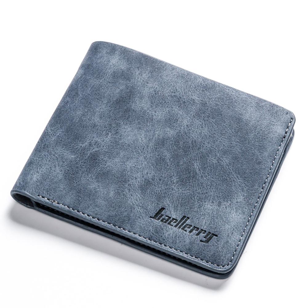 Men Wallets Retro Frosted PU Wallet Two Folding Male Purse Credit Card Holder Solid Color Short men Coin bag Casual Clutch: Blue