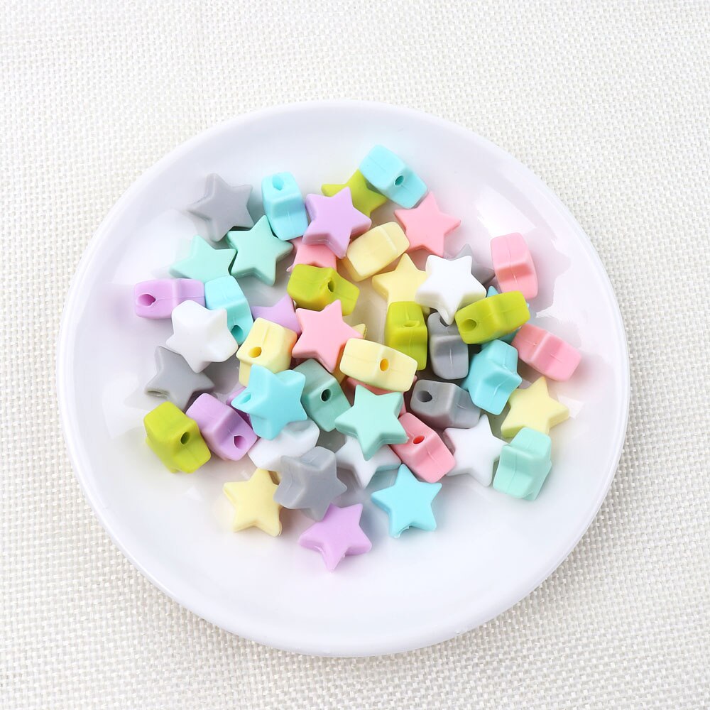 TYRY. HU 10 pc/lot étoiles bébé Silicone perles de dentition de alimentaire bébé produits collier à faire soi-même rongeur perles bébé jouets sûrs sans BPA: F