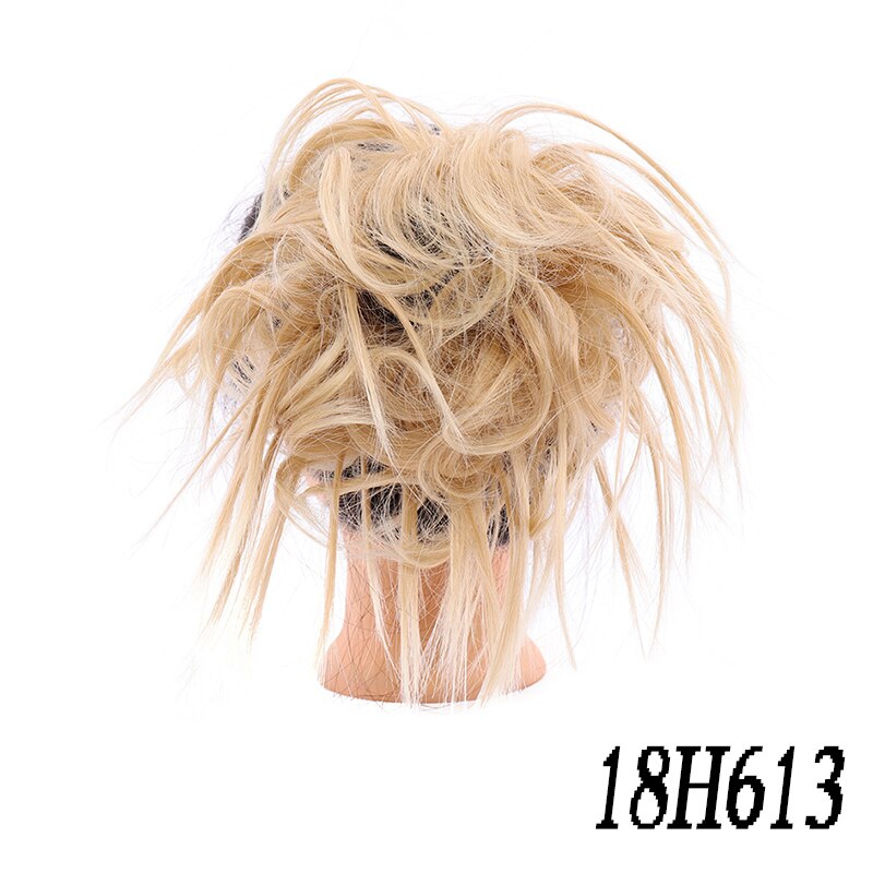 Xuanguang syntetisk rörig chignon munk gary brun färg hår bulle pad elastisk hår rep gummiband hårförlängningar: 18 h 613