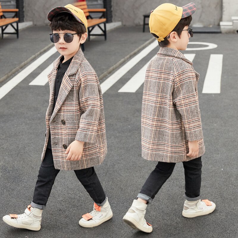Inverno Giubbotti Ragazzi Solido di Lana A Doppio-petto Del Bambino del Ragazzo trench e Impermeabili Cappotto Risvolto 3 4 5 6 7 Y Bambini cappotti della tuta sportiva Per Il Ragazzo Giacca A Vento