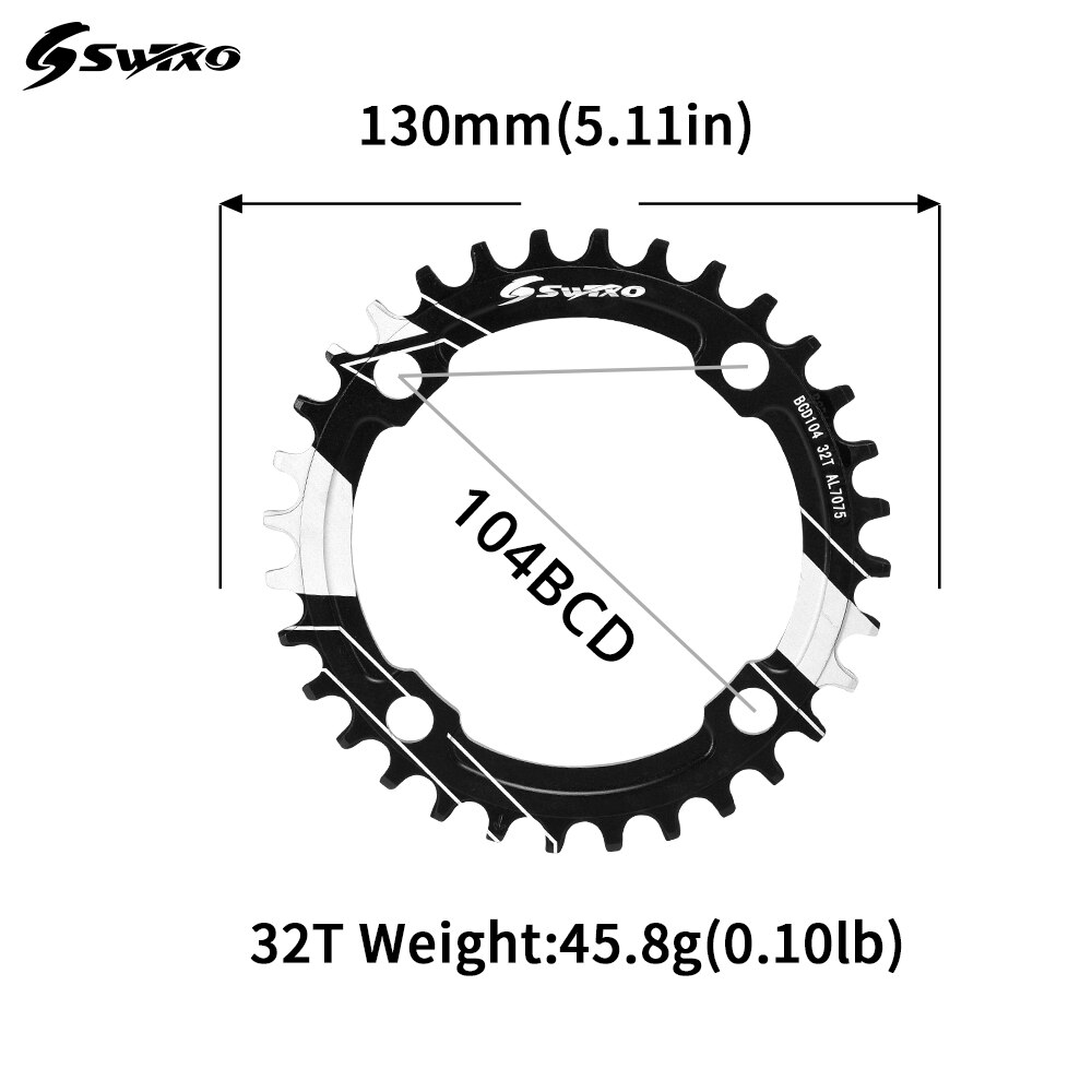 SWTXO 104BCD MTB Bike Crankset Bicycle Crank Chainwheel Rainbow Aluminum Alloy With Bottom 170mm Crank 32T 34T 36T 38T Plate: 32T