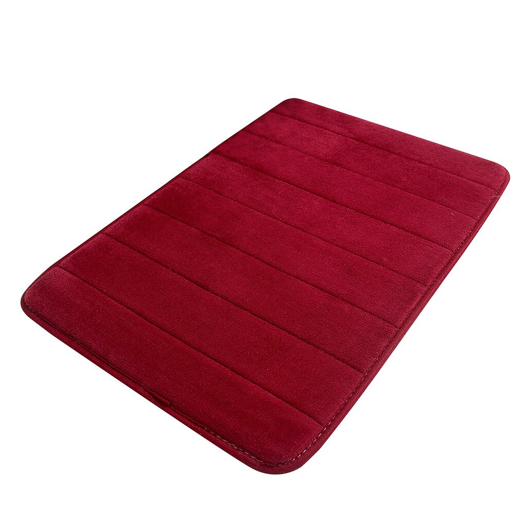 Badmat Badkamer Antislip Tapijt Absorberende Soft Memory Foam Mat Bad Badkamer Slaapkamer Vloer Douche Rug Decor Coral Fleece matten: Red