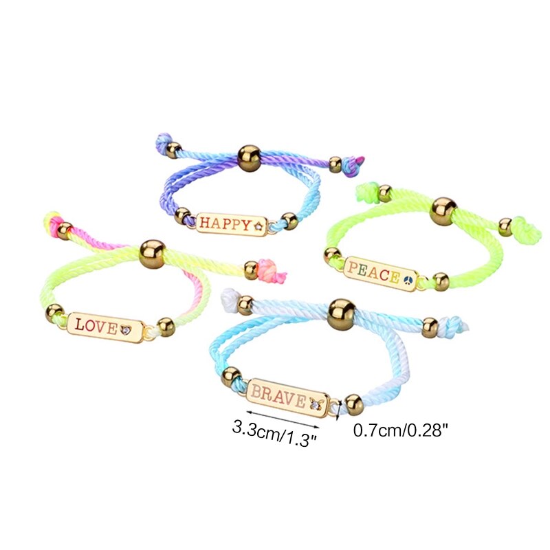 4Pcs Handgemaakte Gevlochten Armband Verstelbare Kleurrijke Touw Geweven Armband Mode-sieraden Voor Vrouwen Tiener Meisjes Party Gunsten