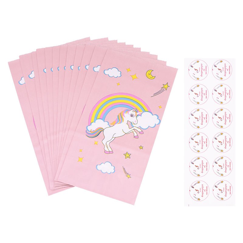 Papier, jednorożce cukierki prezent torba impreza jednorożec Cookie pudełko na prażona kukurydza dla dzieci dziewczyna materiały robić dekoracji przyjęcia urodzinowego niemowlę prysznic Favor