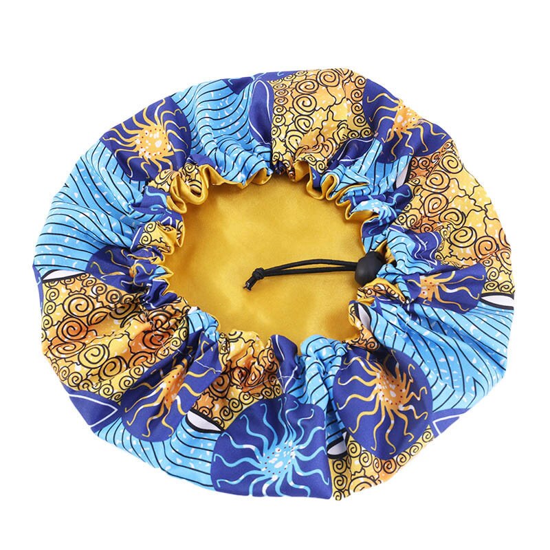 Afrikaanse ankara patroon kindermuts dubbele lagen verstelbare tulband satijnen voering slaapmuts kinder slaapmuts hoofdbedekking tbk -03