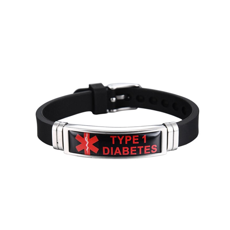 Diabetes EPILEPSIE Silikon Armreif Armbinde Armbinde Länge Verstellbar Für Männer Frauen Art Schmuck Typ 1 Diabetes: 1