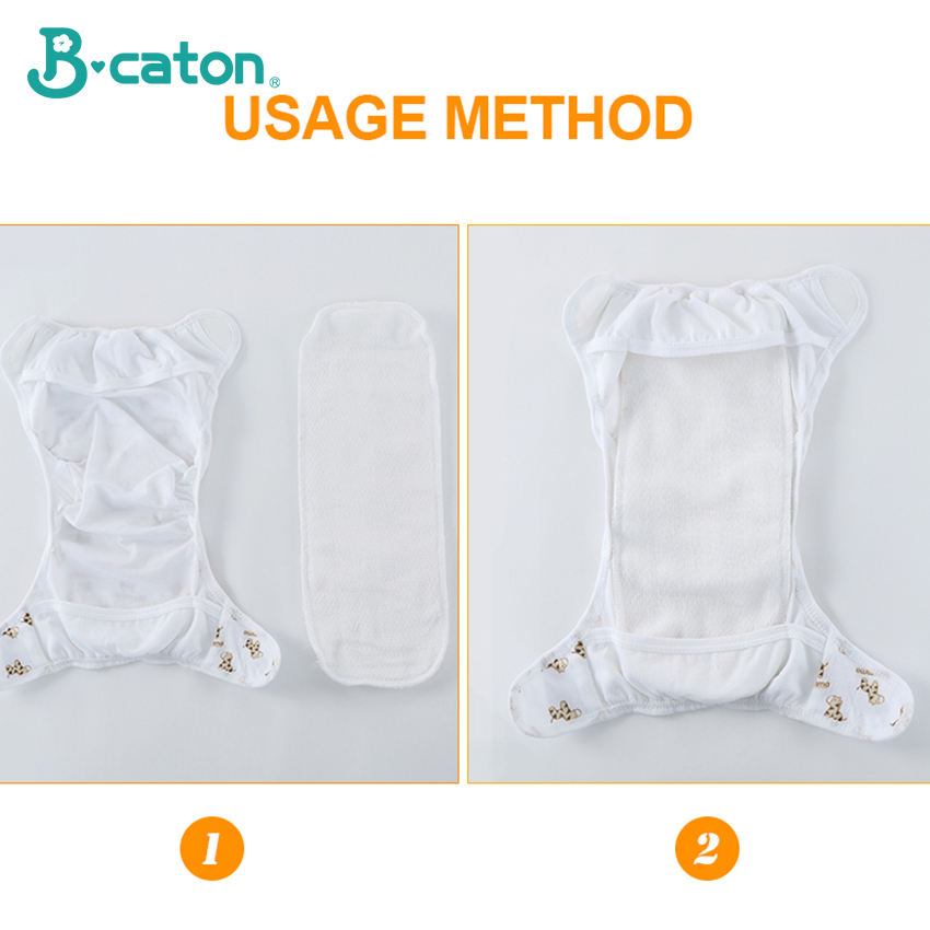 Baby Cotton Cloth Diapers Baby Diaper Reusable Washable 100% Cotton Birdseye Fabric Built-In Absorbent Cotton Thickening 35X15Cm