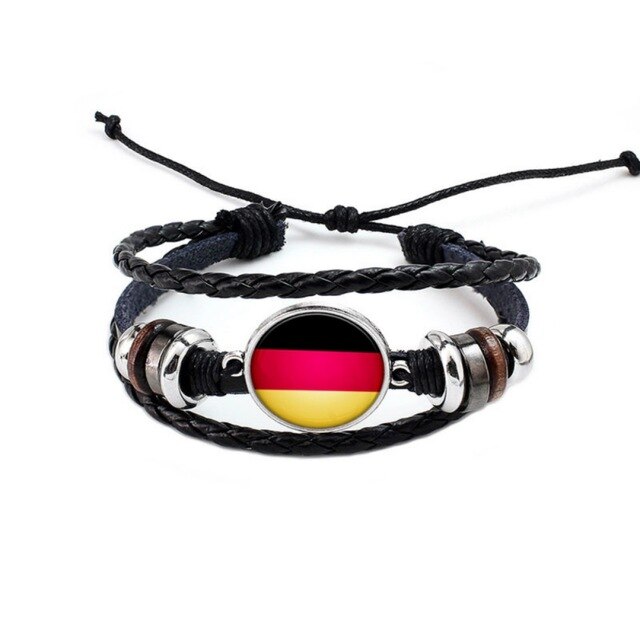 Football Team Logo Beads Multi-layered Bangle Jewelry Russian World National Flag Braided Rope Charm Punk: 4