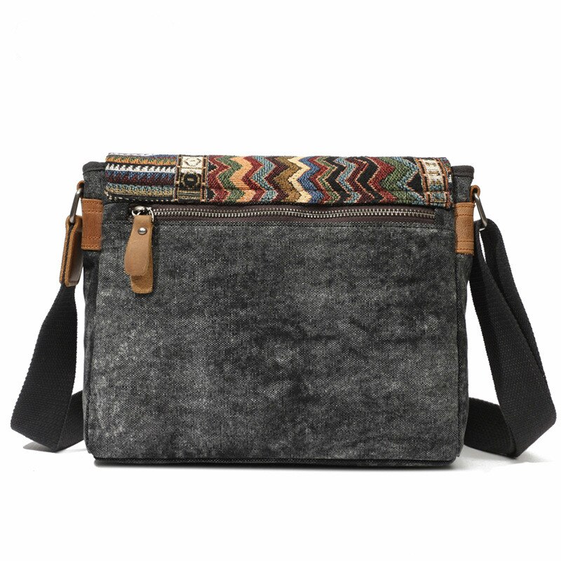 Etnische stijl Vintage Canvas Messenger Bags Mannen Vierkante Gesp Kleine Crossbody Tassen voor vrouwen Hanbags