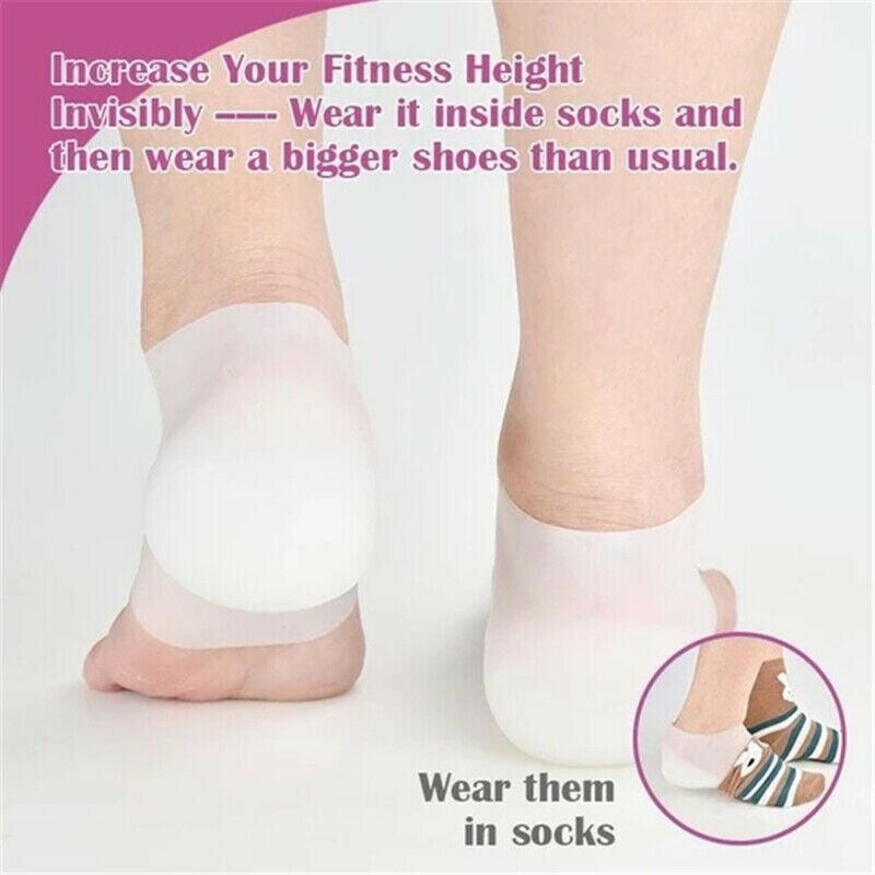 Usynlig højde stigning indlægssåler sko skjolde sneakers beskytter hælpuder silikone gel lift indersål åndbar hælpude
