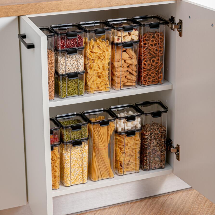 1800ml Dry Food Storage Box Food Containers Transparent Stackable Kitchen Spaghetti Noodles Sealed Tank Cans Organizers bottles